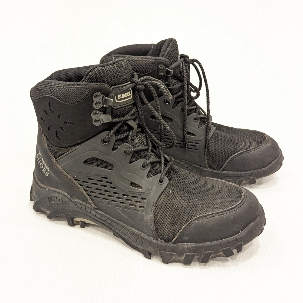 SUADEX men's steel toe black work boots